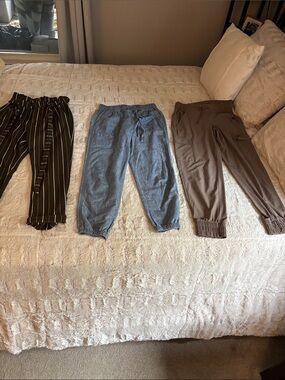 Three Casual Women's leisure Pants - Brown Stripe, Light Blue jeans & Taupe!!